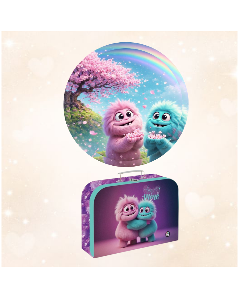 detský lamino kufrík A4 pre dievčatá v tyrkysovo ružovom dizajne na školské pomôcky a výtvarné potreby