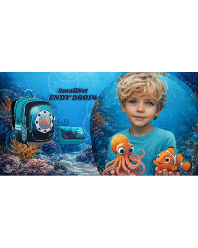 Rozprávkový Kompas snov – chlapčenský školský set Topgal Morský svet s batohom a peračníkom