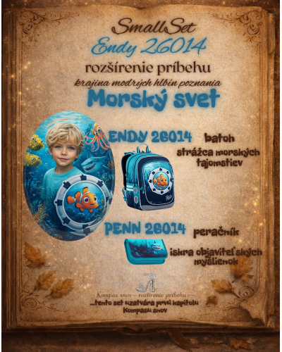 Rozprávkový Kompas snov – chlapčenský školský set Topgal Morský svet s batohom a peračníkom