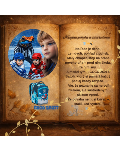 Rozprávkový kompas snov Ľadové vedomosti – školský set COCO 26017 pre chlapca hokejový motív