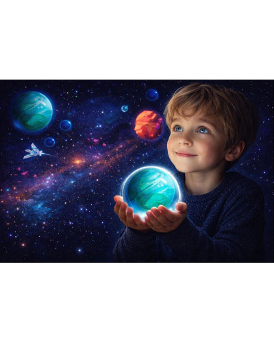 Rozprávkový kompas snov Galaxia poznania – školský set BEBE 26013 pre chlapca vesmírny motív