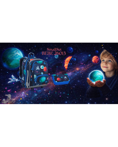 Rozprávkový kompas snov Galaxia poznania – školský set BEBE 26013 pre chlapca vesmírny motív