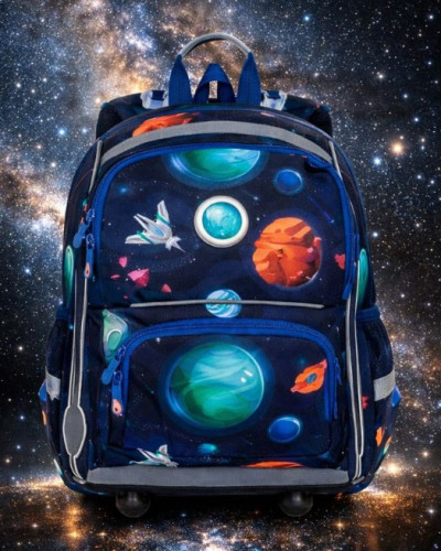 Rozprávkový kompas snov Galaxia poznania – školský set BEBE 26013 pre chlapca vesmírny motív