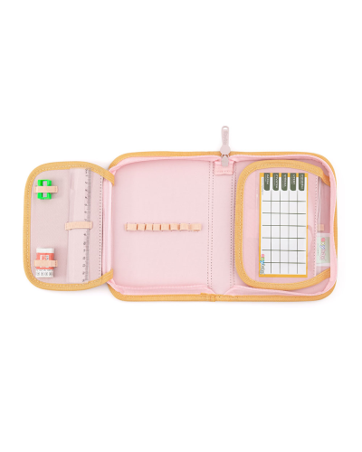 Dievčenský školský set Tichá nežnosť – tyrkysový batoh s bielym koníkom a ružový peračník s kvetmi 🌸🐴