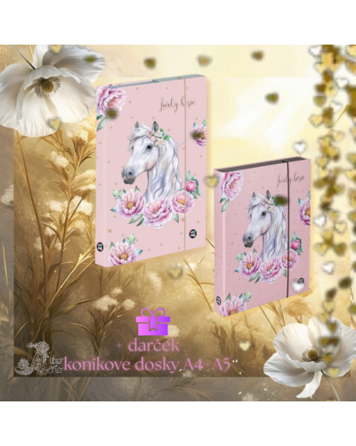 Dievčenský školský set Tichá nežnosť – tyrkysový batoh s bielym koníkom a ružový peračník s kvetmi 🌸🐴