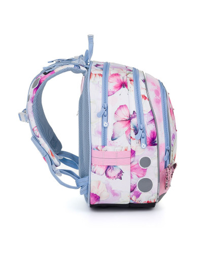 Dievčenský školský batoh s motýlikmi Šepot krídiel – set s peračníkom a doskami A4 A5