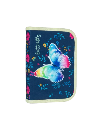 Dievčenský školský batoh s motýlikmi Šepot krídiel – set s peračníkom a doskami A4 A5