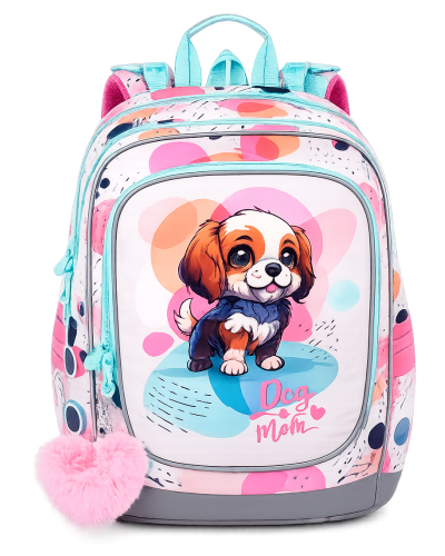 Dievčenský školský set so psíkom – školský batoh a peračník pre dievčatá na prvý stupeň ZŠ s motívom šteniatka