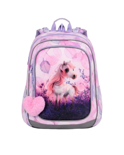 Kvetinová odvaha – dievčenský školský set s batohom Topgal ENDY 25073 a peračníkom s koníkom