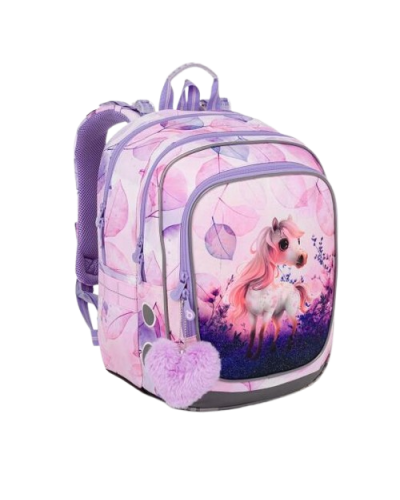 Kvetinová odvaha – dievčenský školský set s batohom Topgal ENDY 25073 a peračníkom s koníkom