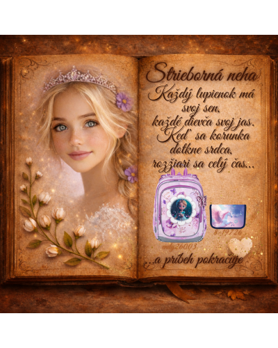 Strieborná neha – dievčenský školský set s batohom Topgal ENDY 26003 a peračníkom Pegas