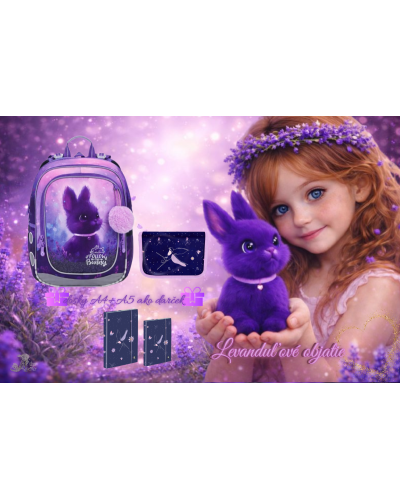 Dievčenský školský set TOPGAL ENDY 26007 Levanduľová princezná – batoh a peračník v jemnom fialovom dizajne