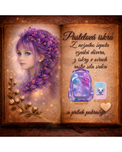 Dievčenský školský set TOPGAL LORI 26009 Perleťová iskra – batoh a peračník v perleťovom dizajne