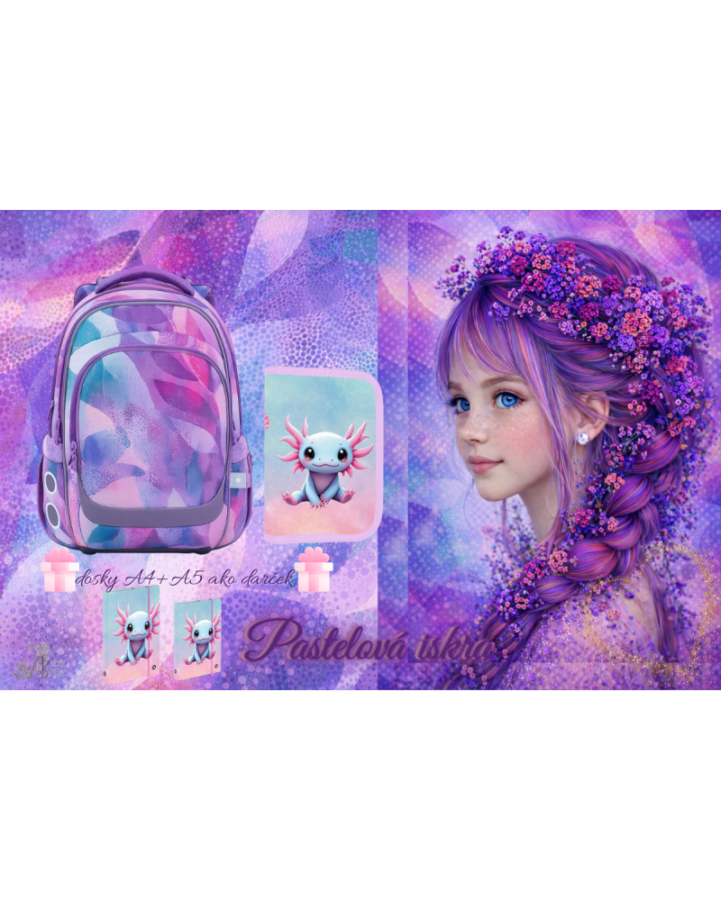 Dievčenský školský set TOPGAL LORI 26009 Perleťová iskra – batoh a peračník v perleťovom dizajne