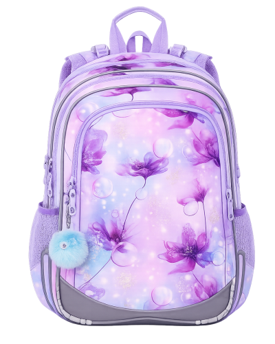 Dievčenský školský set TOPGAL ELLY 24050 Kráľovská iskra – batoh a peračník v jemnom fialovom dizajne