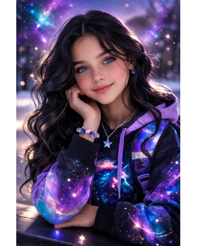 Dievčenský školský set Galaktická princezná TOPGAL COCO24006 s batohom a modelkou v galaktickom štýle