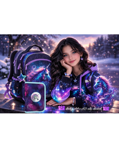 Dievčenský školský set Galaktická princezná TOPGAL COCO24006 s batohom a modelkou v galaktickom štýle