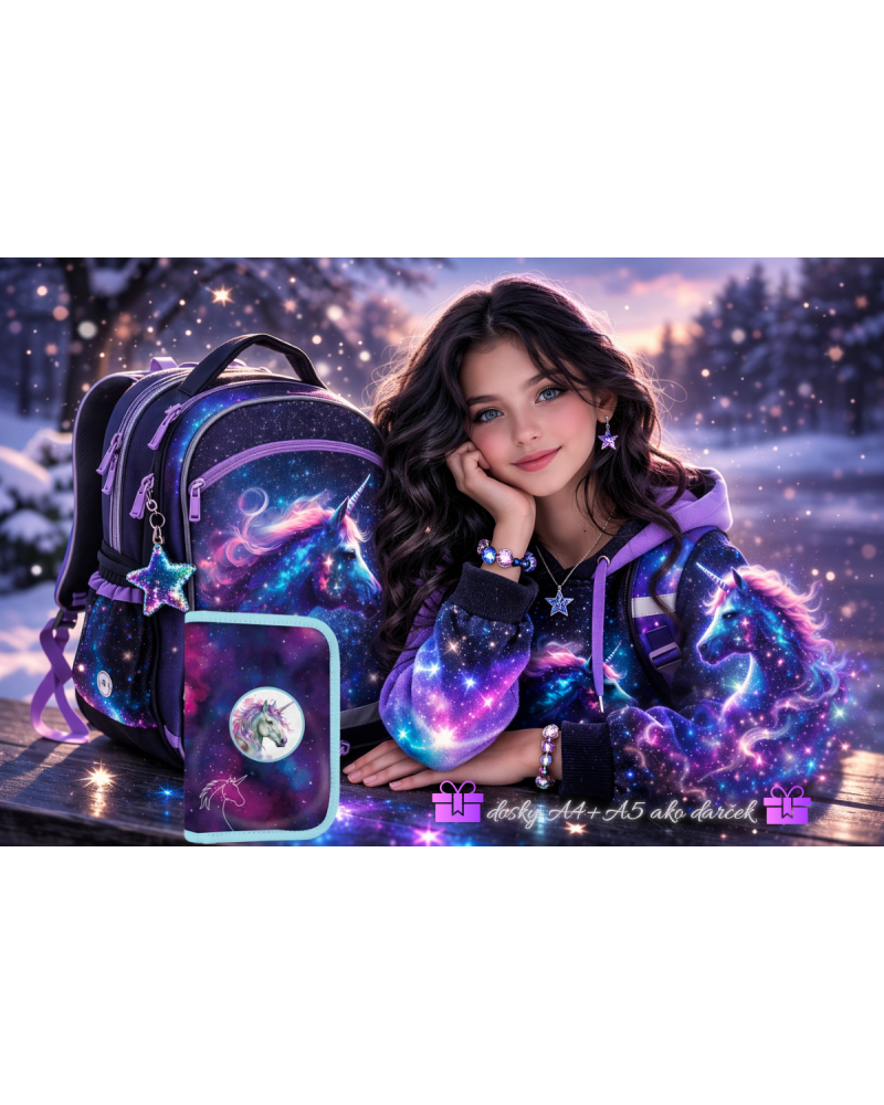 Dievčenský školský set Galaktická princezná TOPGAL COCO24006 s batohom a modelkou v galaktickom štýle