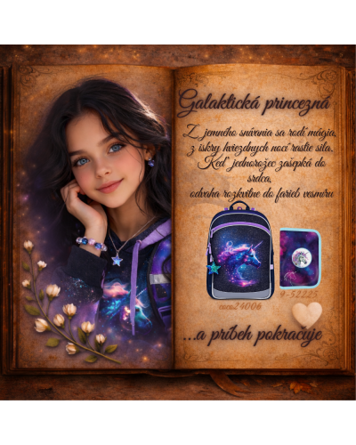 Dievčenský školský set Galaktická princezná TOPGAL COCO24006 s batohom a modelkou v galaktickom štýle