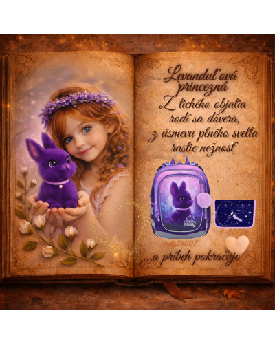 Dievčenský školský set TOPGAL ENDY 26007 Levanduľová princezná – batoh a peračník v jemnom fialovom dizajne