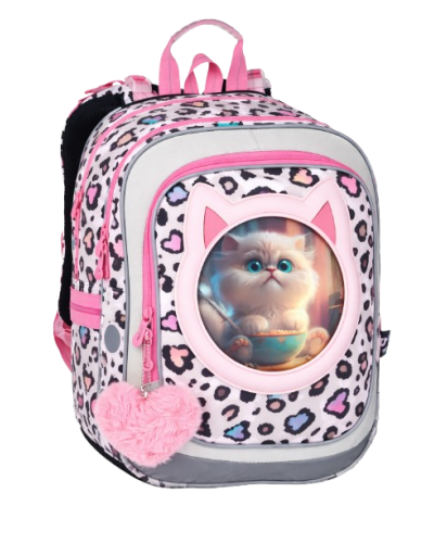 Dievčenský školský set TOPGAL ENDY23037 Mačacia princezná s motívom mačky – batoh a peračník pre prváčku