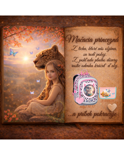 Dievčenský školský set TOPGAL ENDY23037 Mačacia princezná s motívom mačky – batoh a peračník pre prváčku