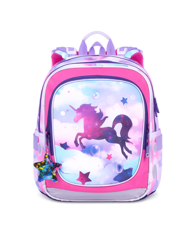 Dievčenský školský set TOPGAL ENDY20002 Krídla jednorožca s batohom a peračníkom v ružovo-fialovom fantasy dizajne