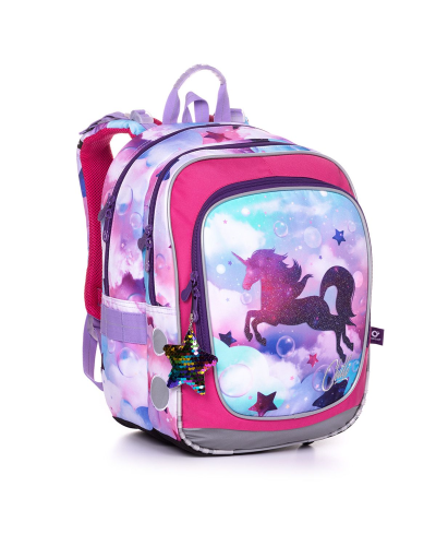 Dievčenský školský set TOPGAL ENDY20002 Krídla jednorožca s batohom a peračníkom v ružovo-fialovom fantasy dizajne