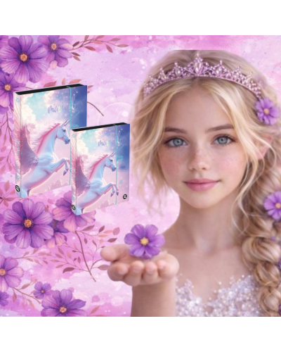 Dievčenský školský set TOPGAL ENDY20002 Krídla jednorožca s batohom a peračníkom v ružovo-fialovom fantasy dizajne