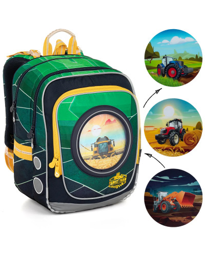 Hrdina polí TOPGAL ENDY23015 chlapčenský školský set s traktorom a farmárskym motívom