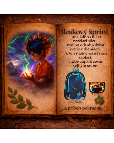 Bleskový šprint školský set TOPGAL MIRA24019 chlapčenský batoh s motívom bleskov