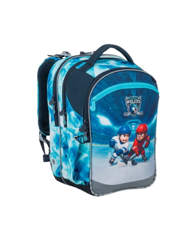 Plameň víťazstva TOPGAL COCO26017 chlapčenský školský set s hokejovým motívom – ergonomický batoh a peračník pre 1. stupeň ZŠ