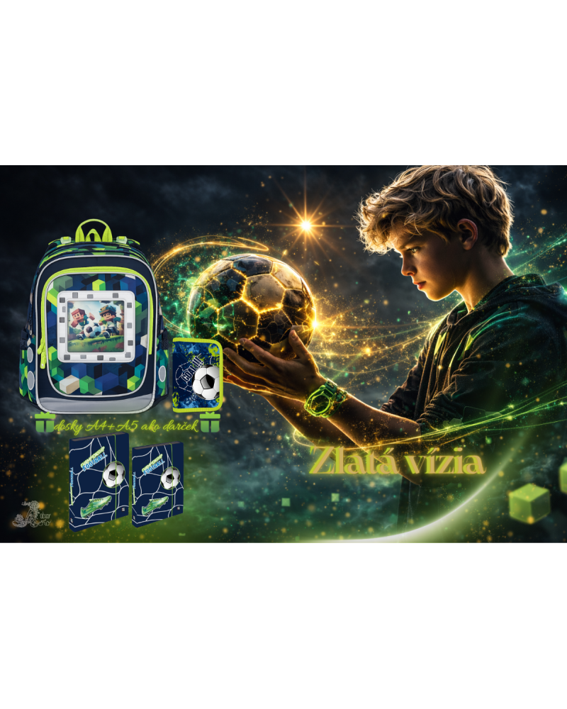 Chlapčenský školský set TOPGAL ENDY24015 Zlatá vízia – ergonomický batoh s moderným športovým motívom