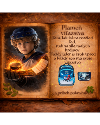 Plameň víťazstva TOPGAL COCO26017 chlapčenský školský set s hokejovým motívom – ergonomický batoh a peračník pre 1. stupeň ZŠ