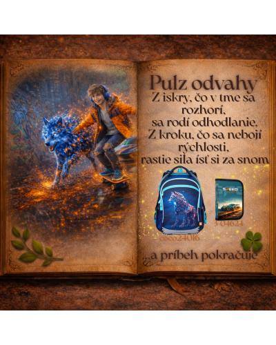 TOPGAL COCO24016 školský batoh s vlkom pre chlapca – školský set 1. stupeň ZŠ