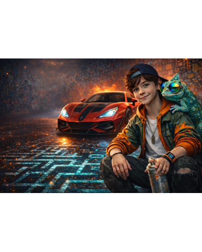 TOPGAL LYNN25017 chlapčenský školský set – batoh s motívom rýchlosti a športového auta