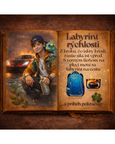 TOPGAL LYNN25017 chlapčenský školský set – batoh s motívom rýchlosti a športového auta