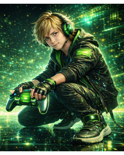 TOPGAL LYNN26019 chlapčenský školský set – školský batoh s neónovým digitálnym motívom