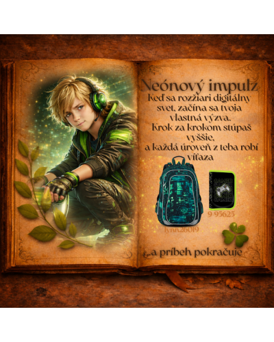 TOPGAL LYNN26019 chlapčenský školský set – školský batoh s neónovým digitálnym motívom