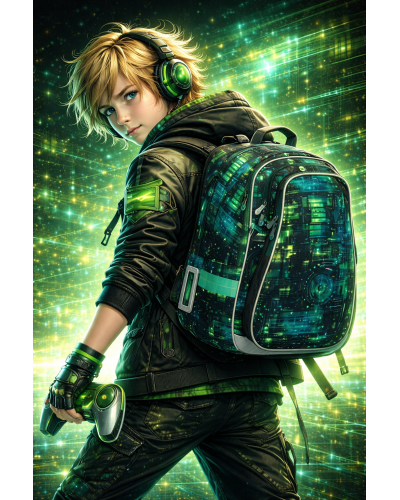 TOPGAL LYNN26019 chlapčenský školský set – školský batoh s neónovým digitálnym motívom