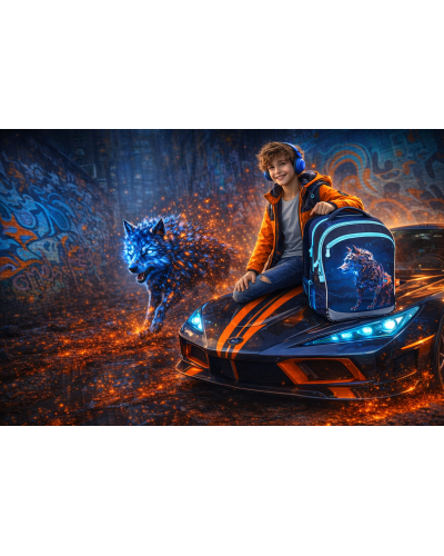 TOPGAL COCO24016 školský batoh s vlkom pre chlapca – školský set 1. stupeň ZŠ