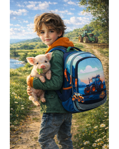 Chlapčenský školský set TOPGAL ELLY25015 Farmárske šťastie – ergonomický batoh s farmárskym motívom