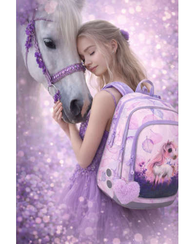 Kvetinová odvaha – dievčenský školský set s batohom Topgal ENDY 25073 a peračníkom s koníkom