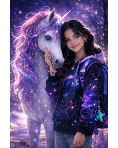 Dievčenský školský set Galaktická princezná TOPGAL COCO24006 s batohom a modelkou v galaktickom štýle