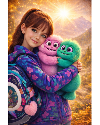 Dievčenský školský set TOPGAL ENDY24005 Horské objatie – batoh a peračník s horským motívom