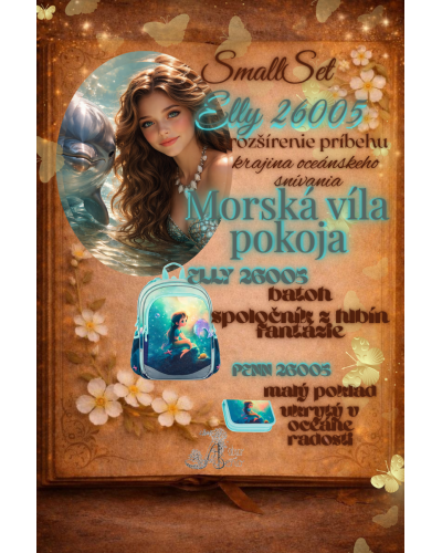 Dievčenský školský set Topgal ELLY 26005 Morská víla pokoja – ľahký ergonomický batoh a peračník pre prváčky