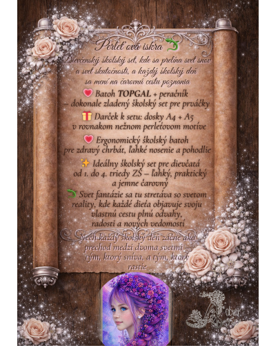 Dievčenský školský set TOPGAL LORI 26009 Perleťová iskra – batoh a peračník v perleťovom dizajne