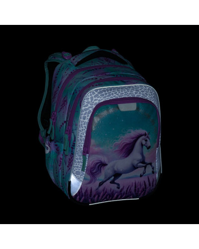Školský set pre prváčky Bagmaster LUMI 26B – batoh, peračník a vrecko s koníkom 🐎