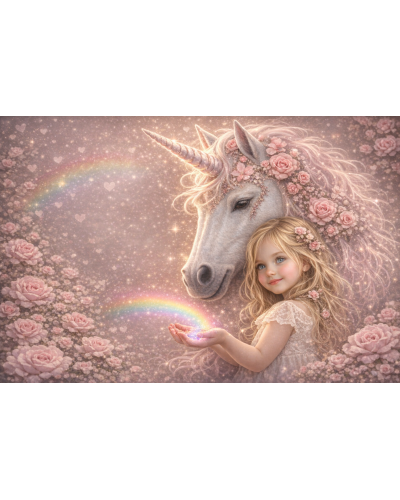 Dievčenský školský set Bagmaster Beta 26B jednorožec – batoh a peračník v rozprávkovom štýle