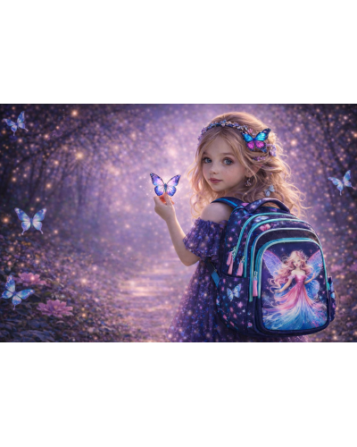 školský batoh Bagmaster Beta 26A motýliková princezná hlavný pohľad